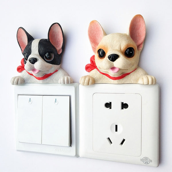 French Bulldog Light Switch 3D Resin Wall Sticker